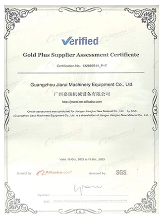 gold plus supplier assessment certificate